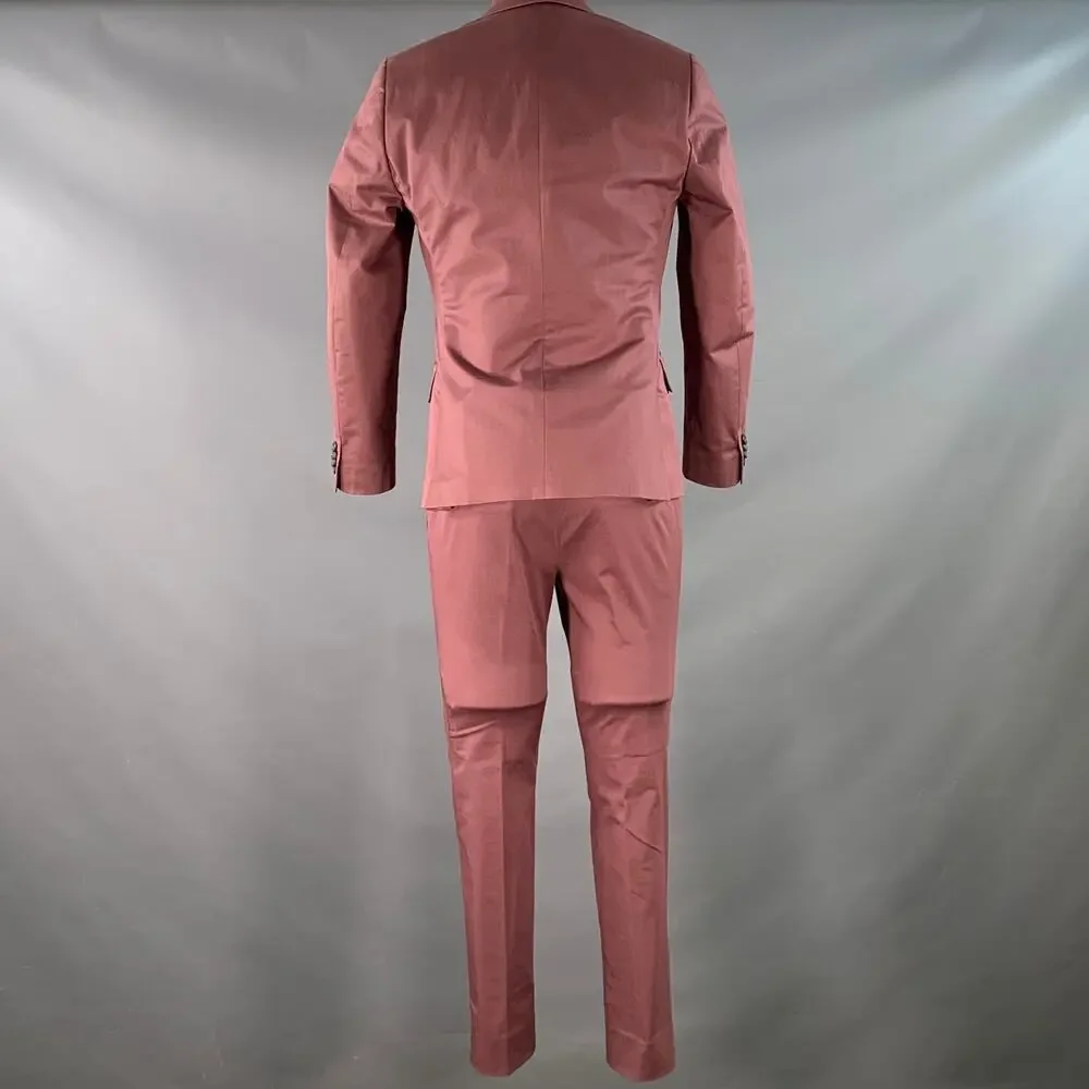 PAUL SMITH Size 38 Burgundy Mauve Cotton Blend Single Breasted Slim Fit Suit